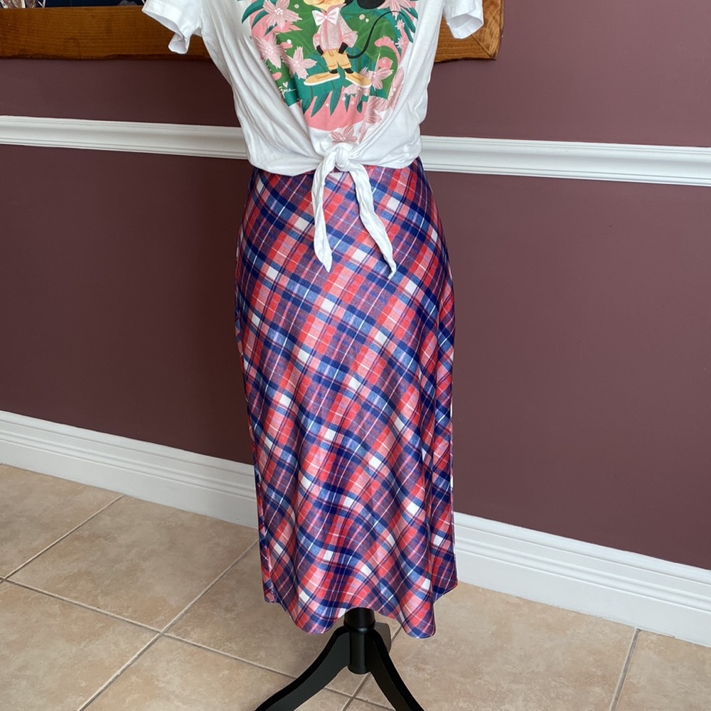 Hutch by Anthropologie Multi Pink Plaid Midi Skirt size 0